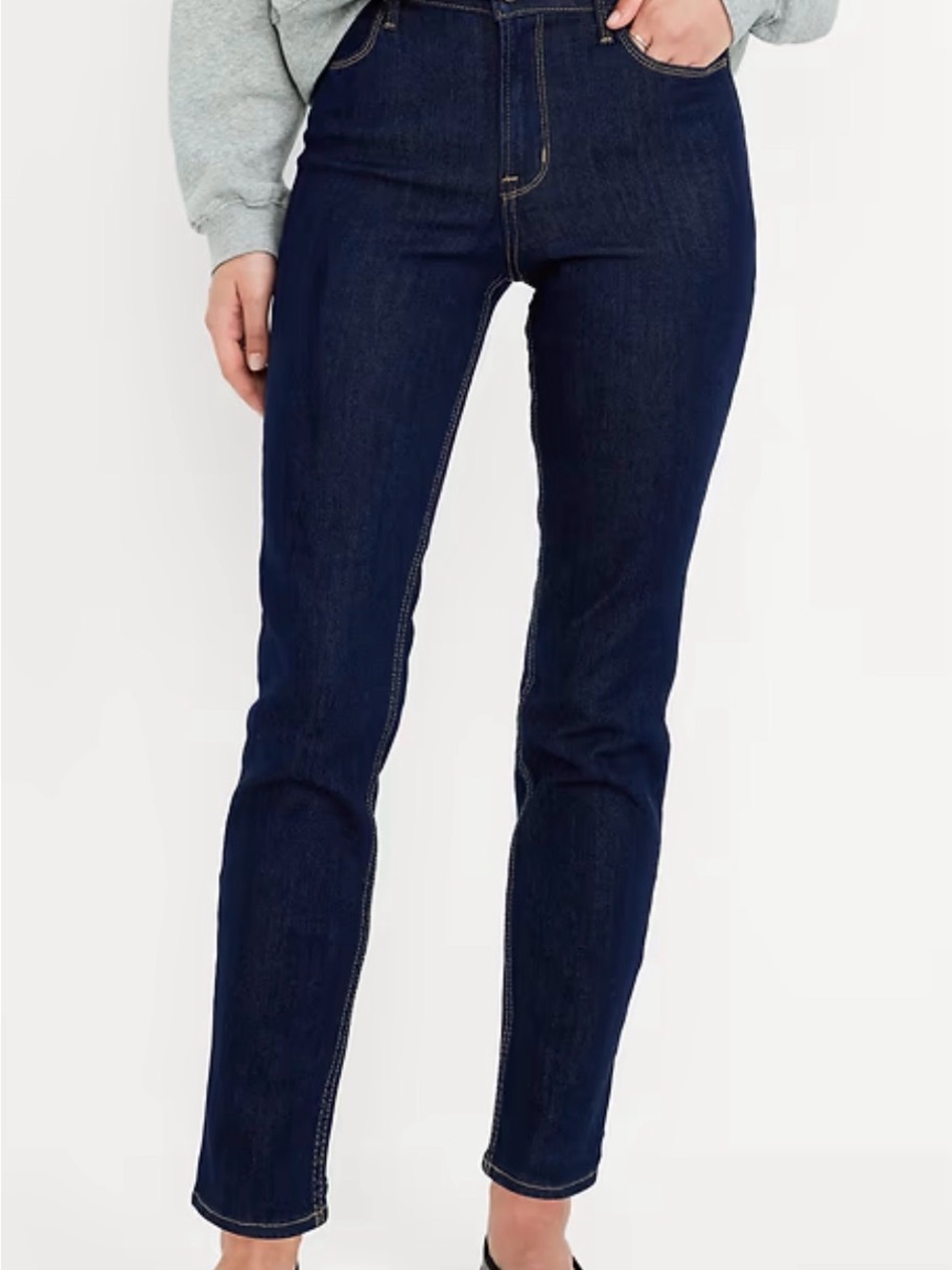 Old Navy Dark Blue High-Rise Wow Straight Jeans Size - Size: 2